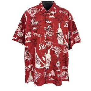 Rix Red Hawaiian Aloha Shirt Primo Beer Size Large L Short Sleeve Men Causal EUC